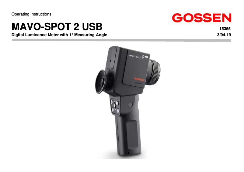 Page 1 de la notice Manuel utilisateur Gossen Metrawatt MAVO-SPOT 2 USB
