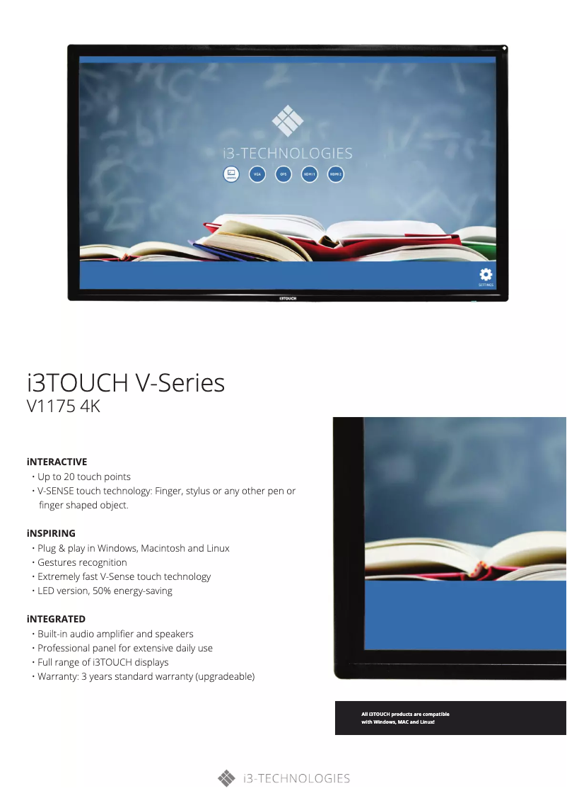 Page n°1 - Manuel utilisateur i3-Technologies I3TOUCH V1175 4K