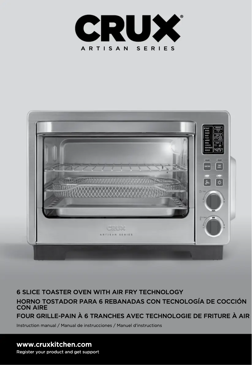 Page 1 de la notice Manuel utilisateur CRUX Artisan Series 6-Slice Oven with Air Fry Technology