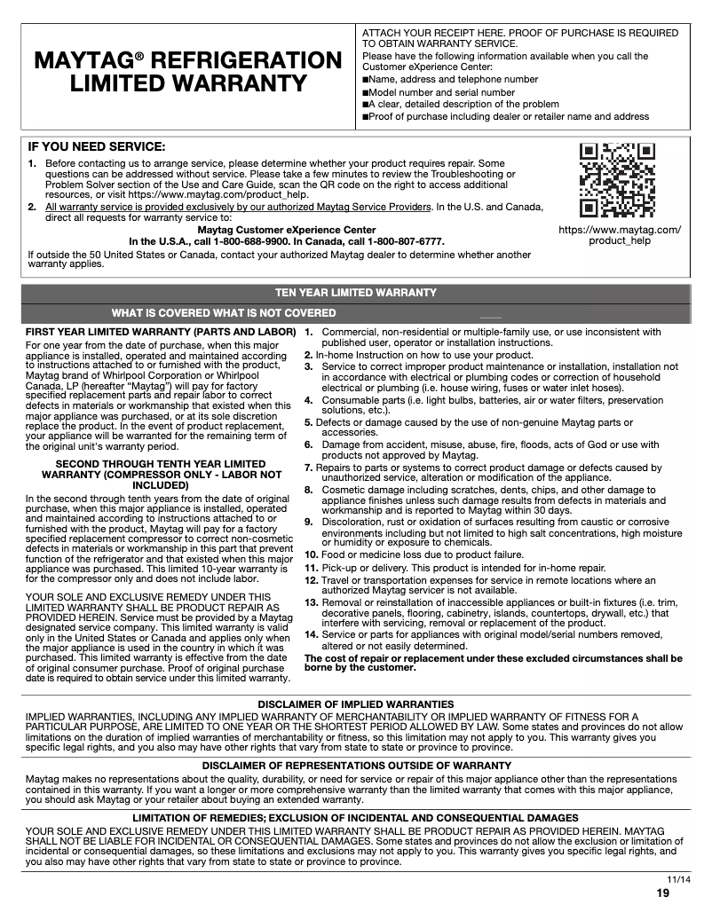 Page 1 de la notice Mode d'emploi Maytag MRT311FFFWH