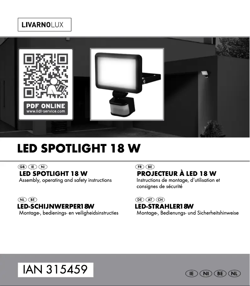 Page 1 de la notice Manuel utilisateur Livarno Lux IAN 315459