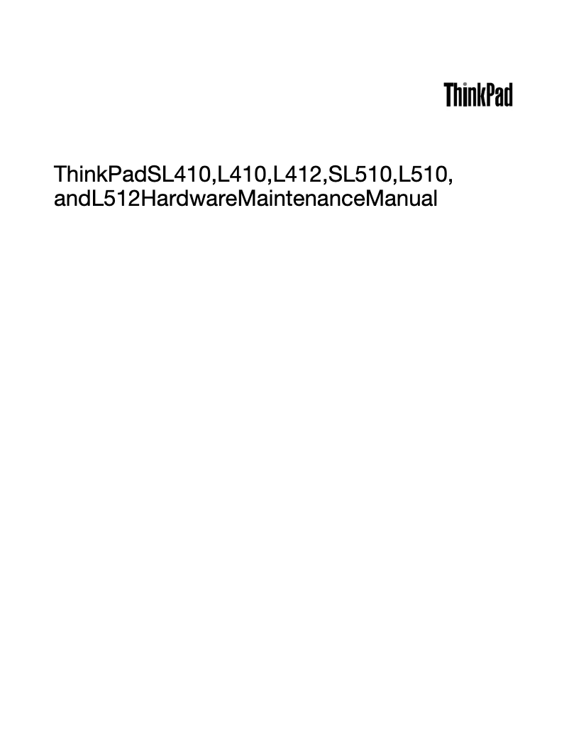 Page n°1 - Manuel utilisateur Lenovo ThinkPad L412