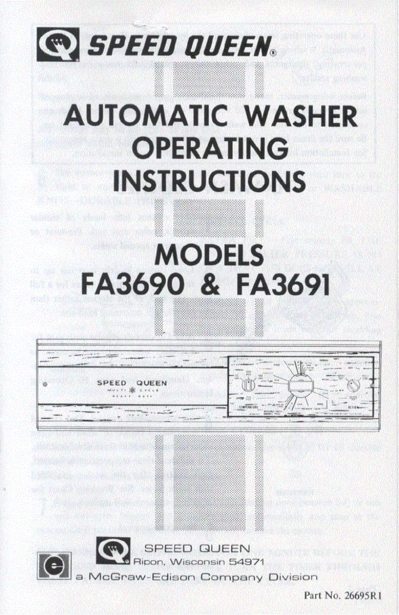 Página 1 del manual Manual de usuario Speed Queen FA3690