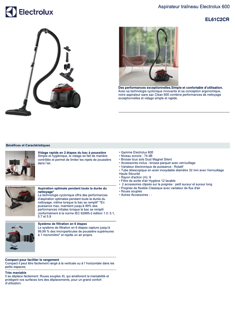 Page 1 de la notice Manuel utilisateur Electrolux EL61C2CR