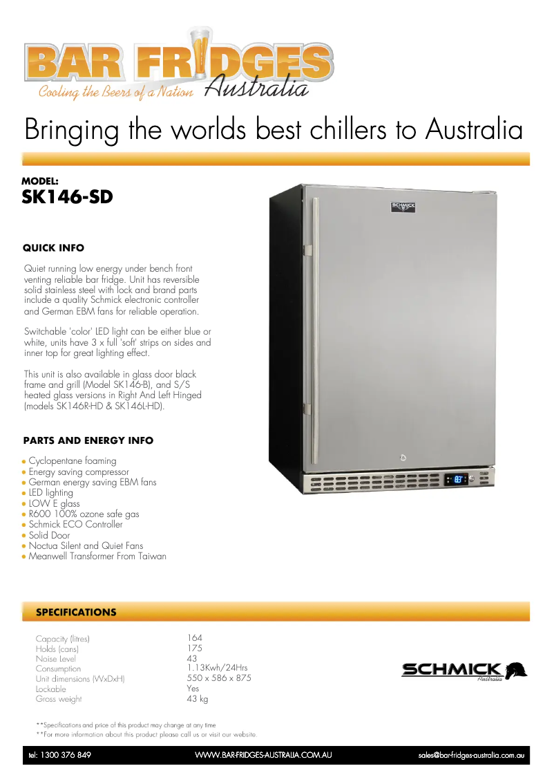 Page n°1 - Fiche technique Schmick SK146-SD