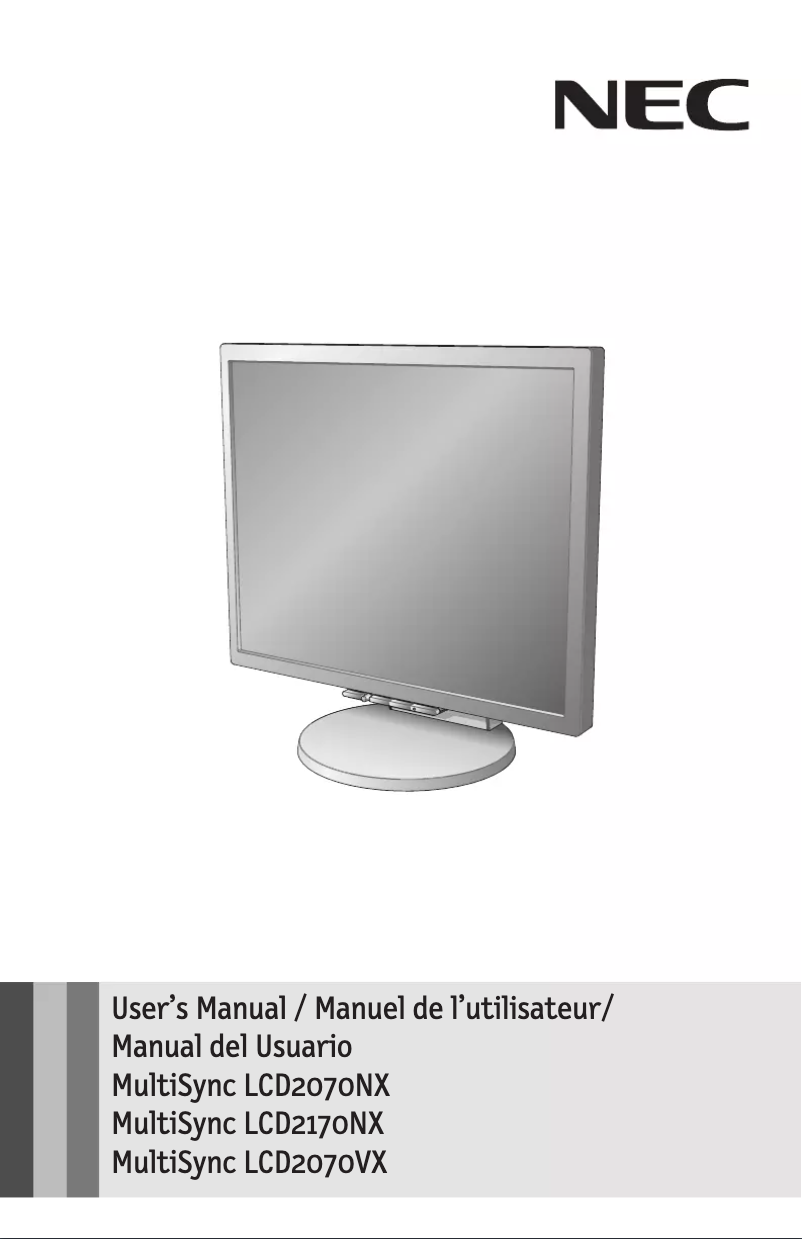 Page n°1 - Manuel utilisateur NEC MultiSync LCD2170NX