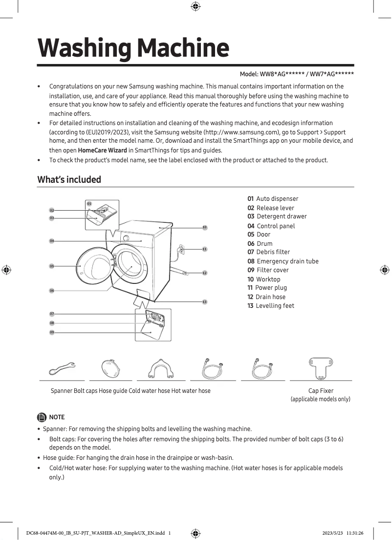 Image de la première page du manuel de l'appareil WW80AG6L28
