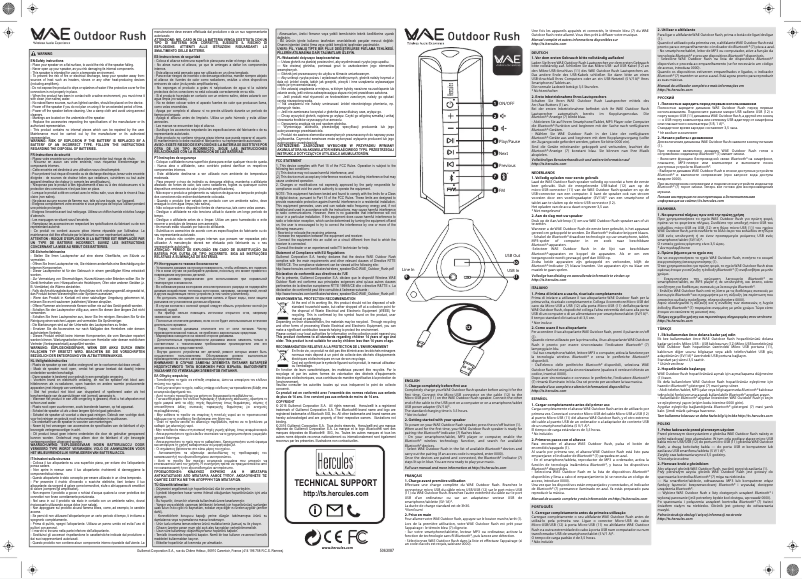 Page n°1 - Guide de démarrage rapide Hercules WAE Outdoor Rush