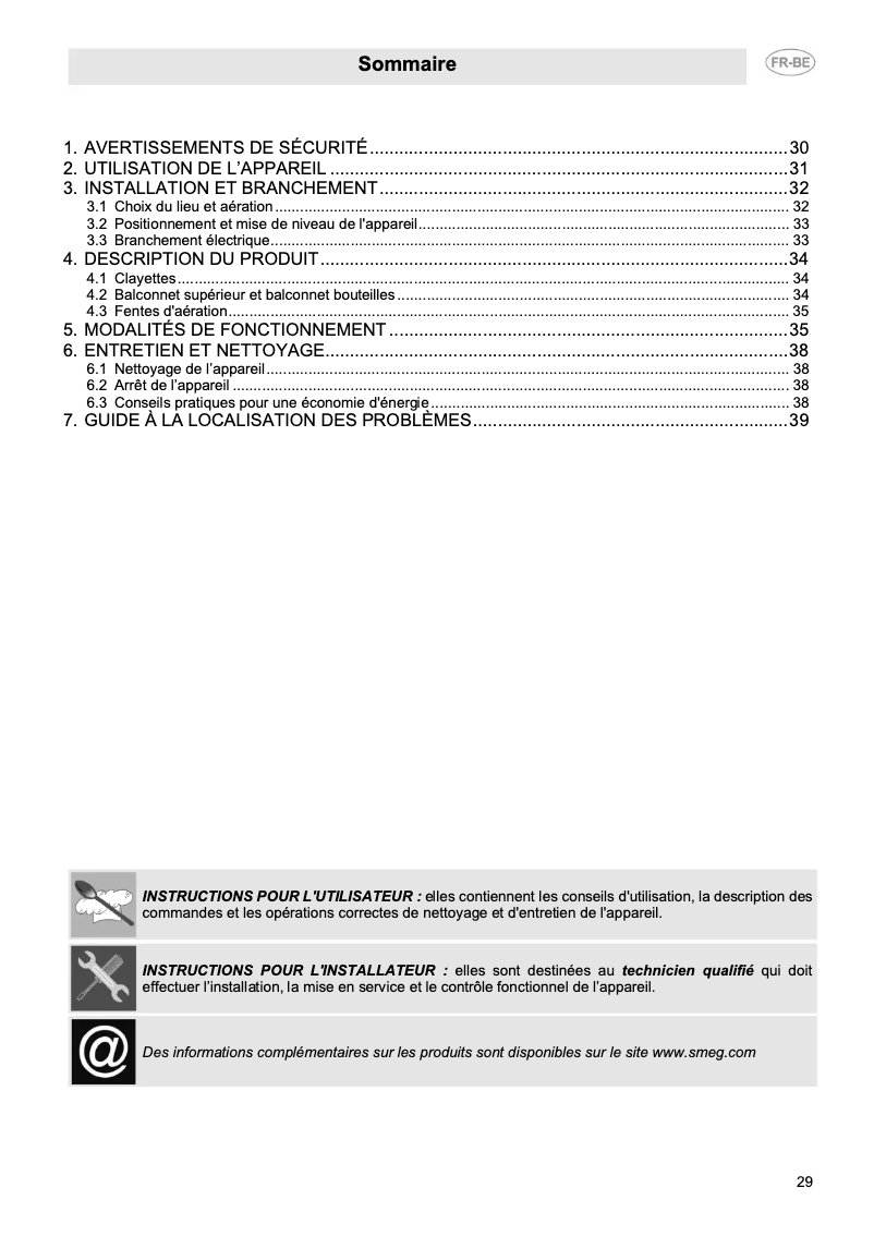 Page n°1 - Manuel utilisateur Smeg FAB5RCR5
