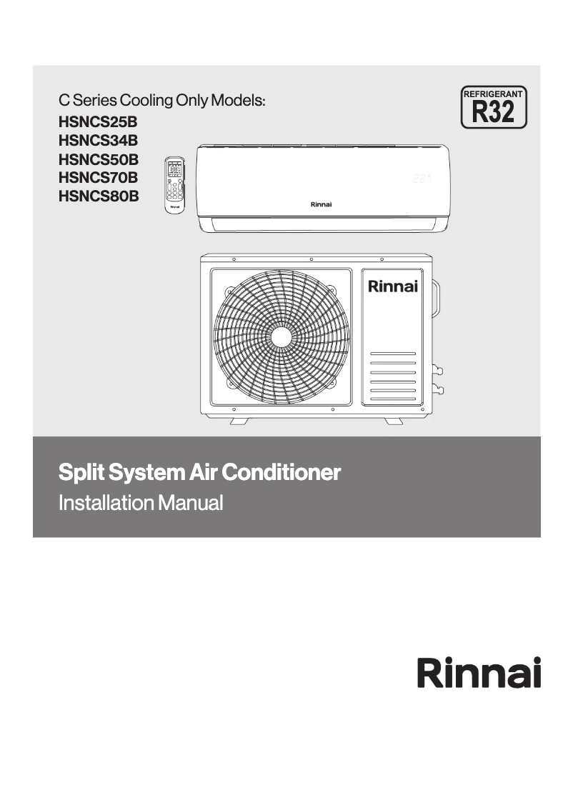 Page 1 de la notice Manuel utilisateur Rinnai HSNCS70B