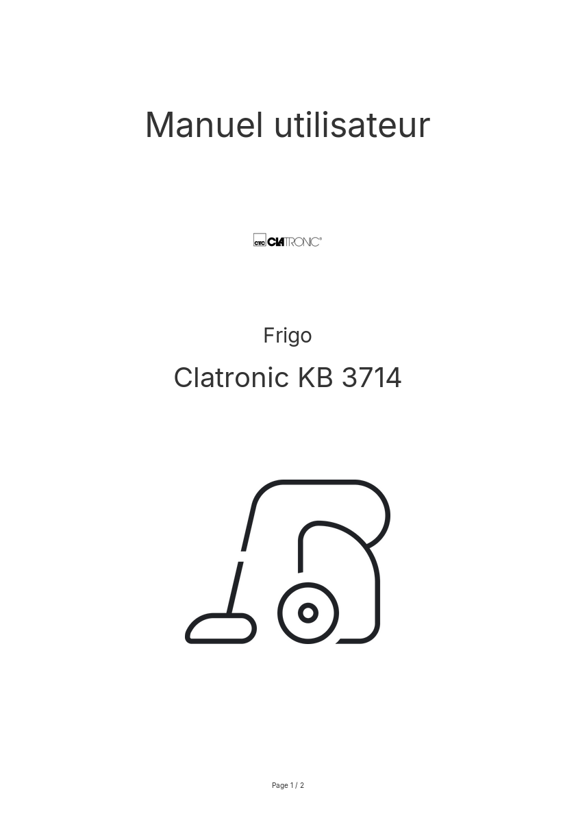 Page n°1 - Manuel utilisateur Clatronic KB 3714