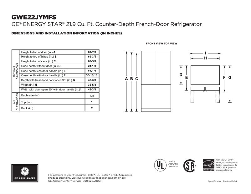 Image de la première page du manuel de l'appareil GWE22JYMFS