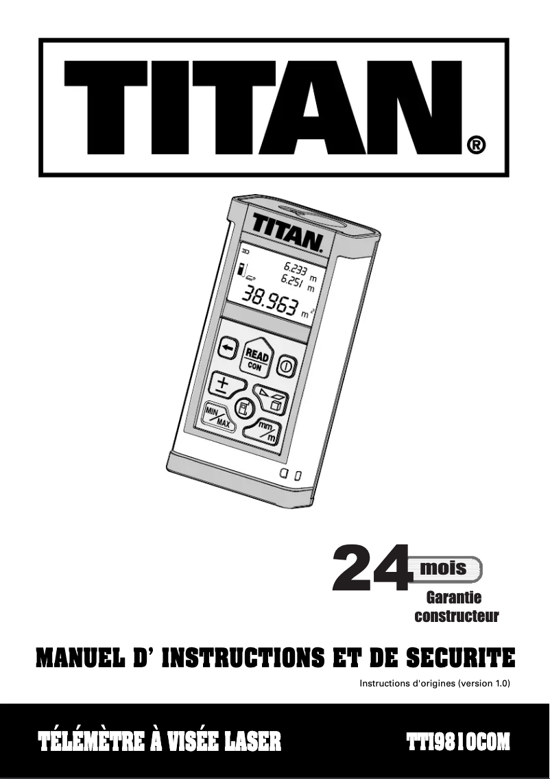 Page 1 de la notice Manuel utilisateur Titan TT19810C0M