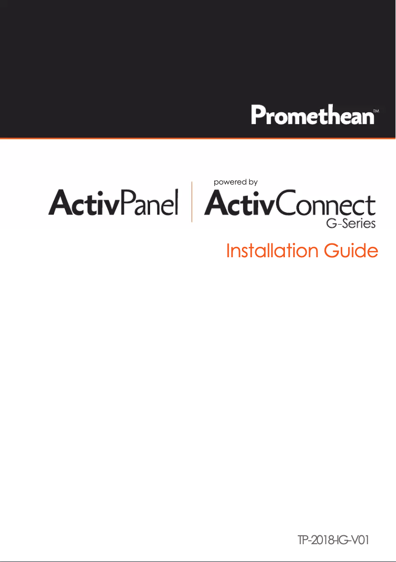 Page 1 of the manual User Manual Promethean ActivPanel AP4-80E
