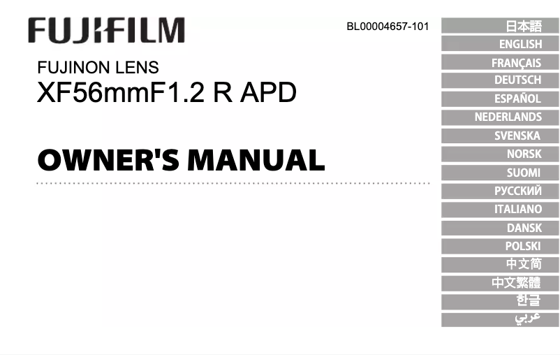 Page 1 de la notice Manuel utilisateur Fujifilm XF56mmF1.2 R APD