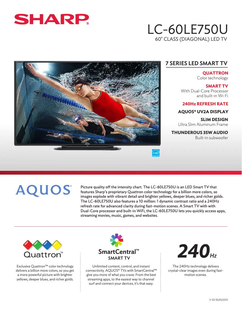 Page n°1 - Manuel utilisateur Sharp LC-60LE750U