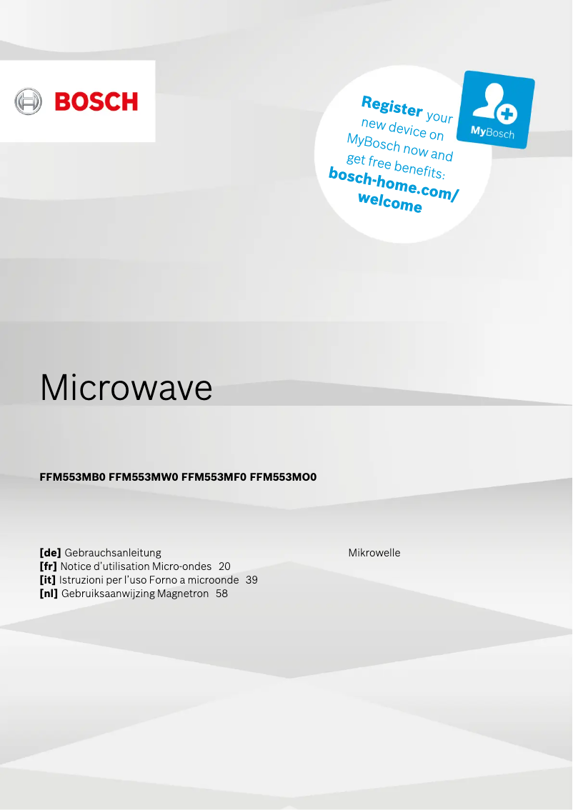 Page n°1 - Manuel utilisateur Bosch FFM553MB0
