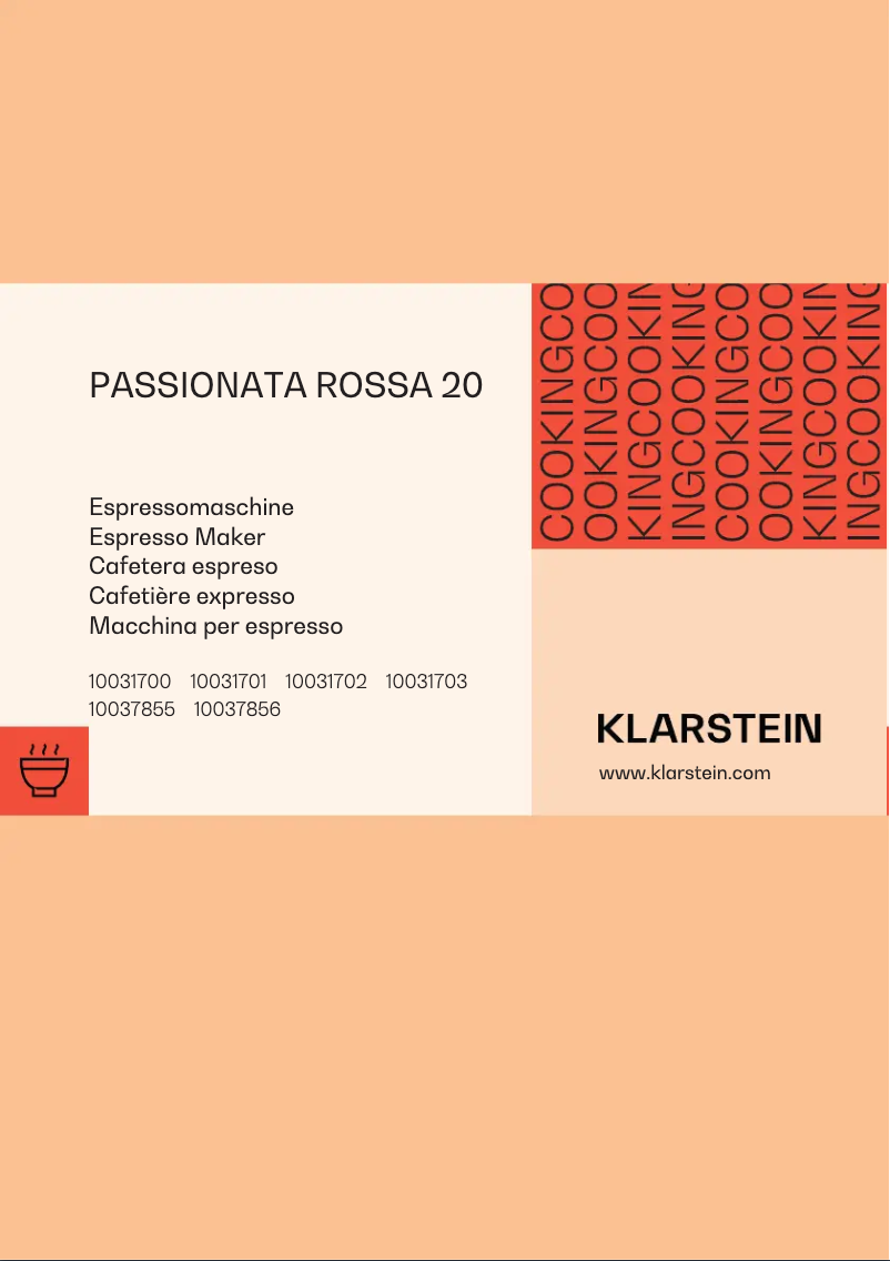 Page n°1 - Manuel utilisateur Klarstein Passionata Rossa 15