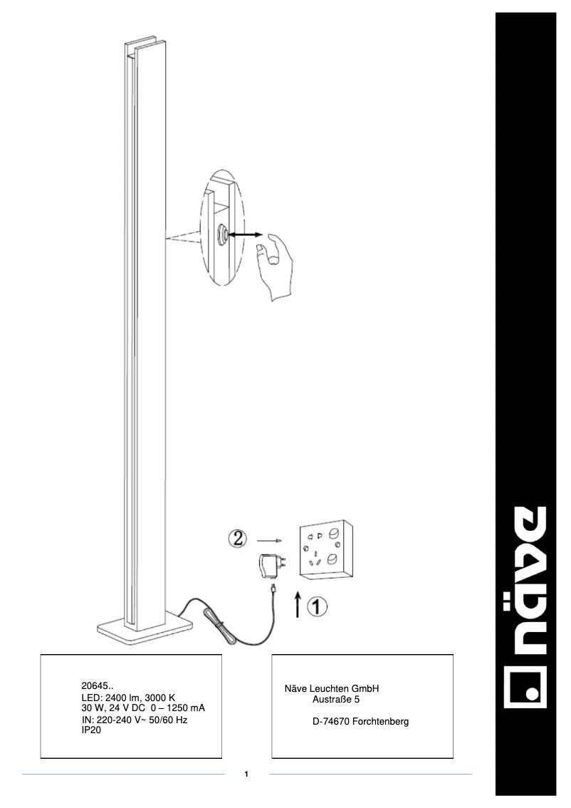 Page n°1 - Manuel utilisateur Näve Straight