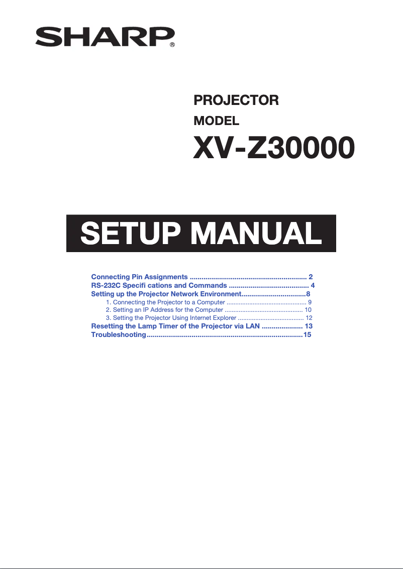 Image de la première page du manuel de l'appareil XV-Z30000