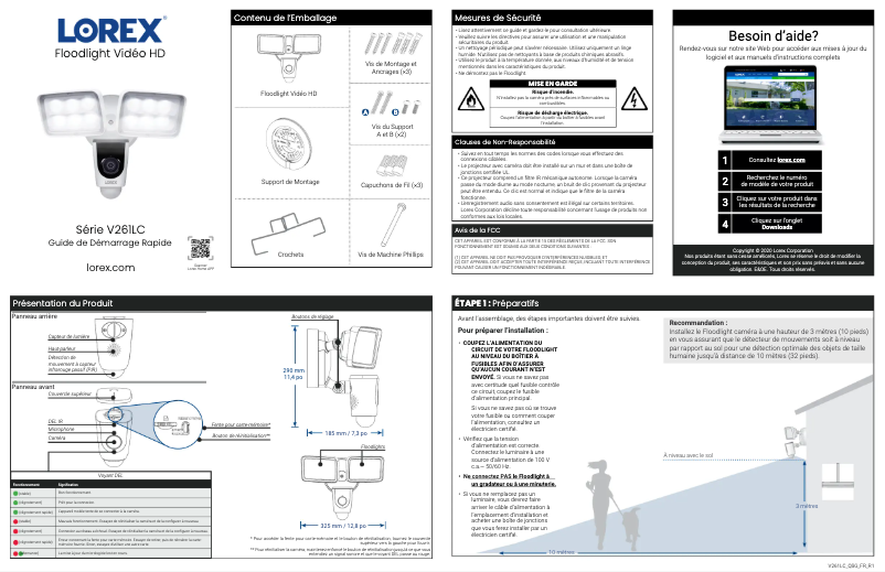 Page n°1 - Guide de démarrage rapide Lorex V261LCD-E