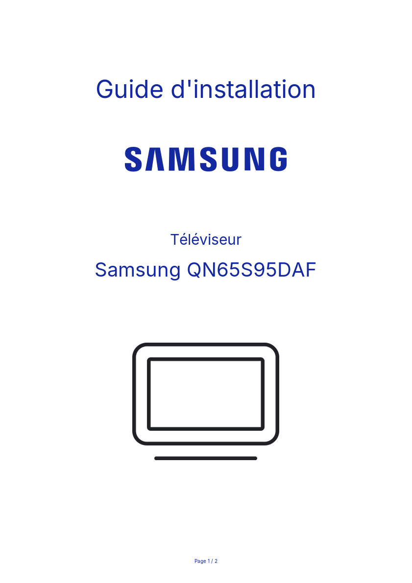 Page n°1 - Guide d'installation Samsung QN65S95DAF