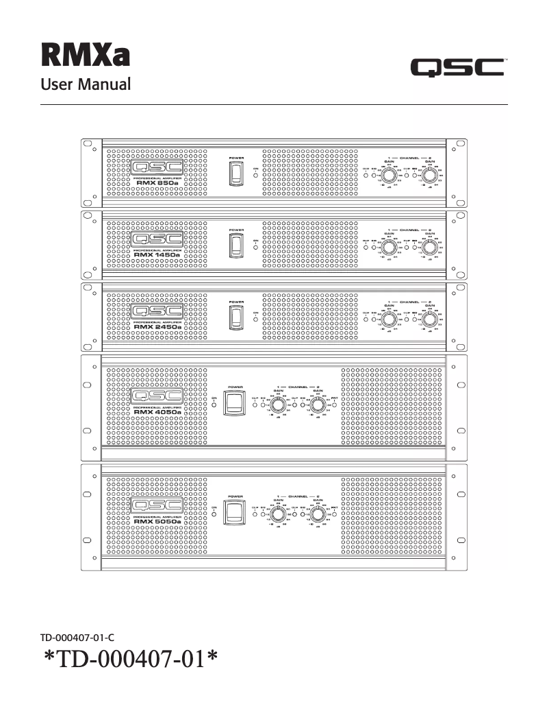 Page 1 de la notice Manuel utilisateur QSC RMX 850a