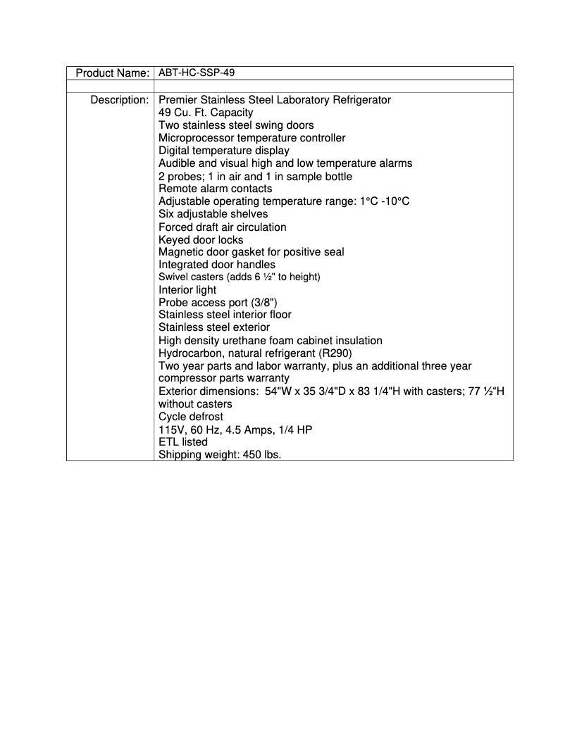 Page 1 de la notice Manuel utilisateur American BioTech Supply ABT-SSP-49
