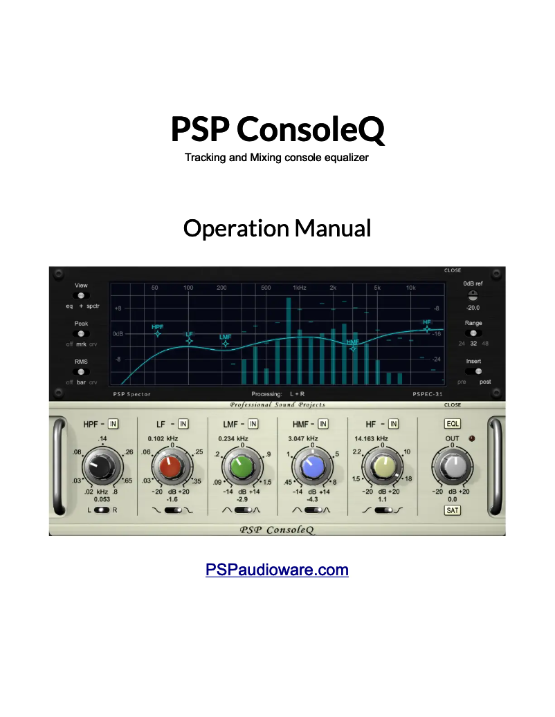 Página 1 del manual Manual de usuario PSP Audioware PSP ConsoleQ
