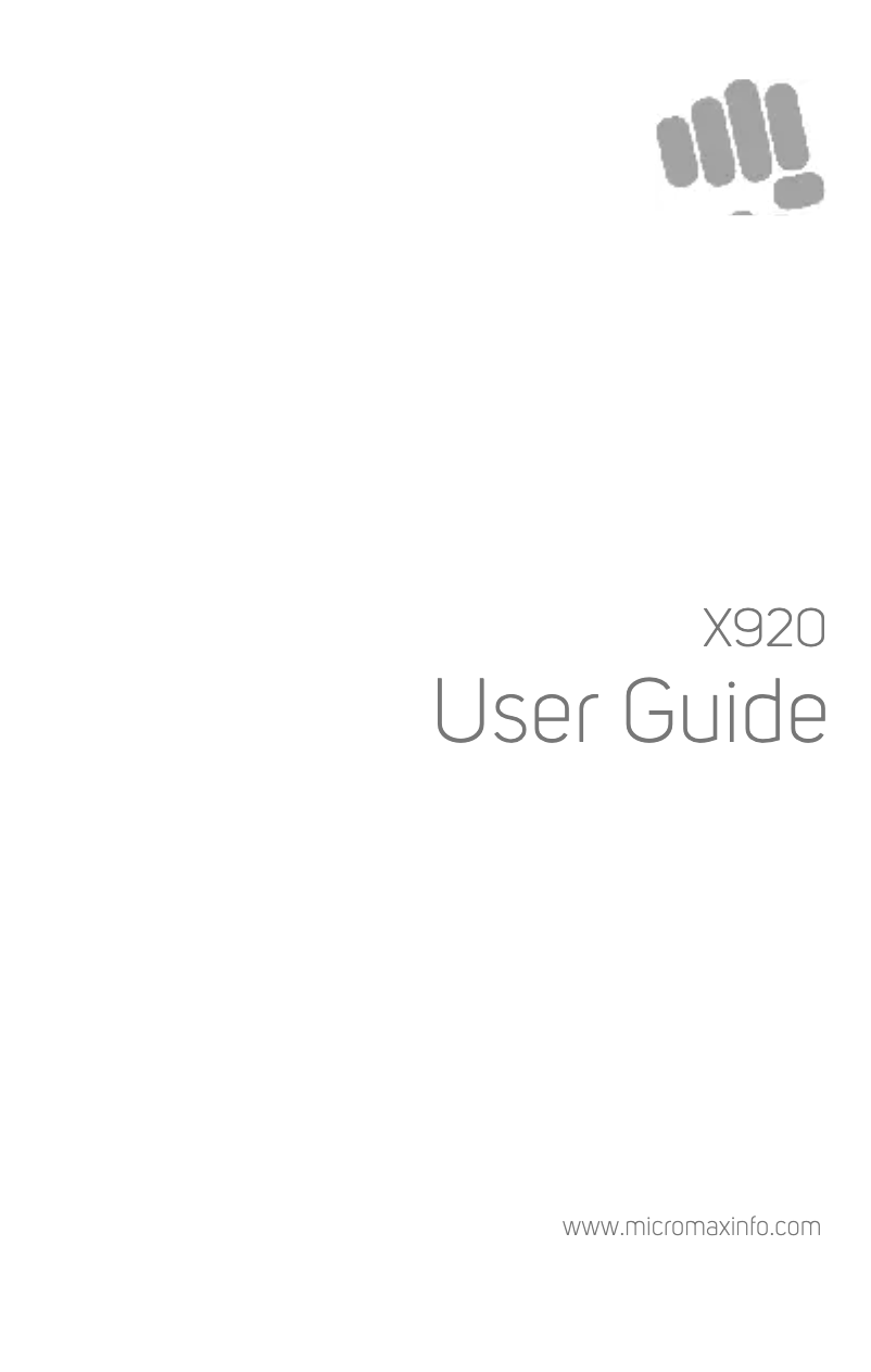 Page 1 de la notice Manuel utilisateur Micromax X920