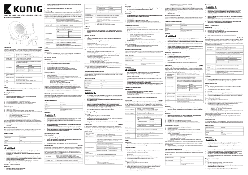 Image de la première page du manuel de l'appareil HAV-BTFSP100PI