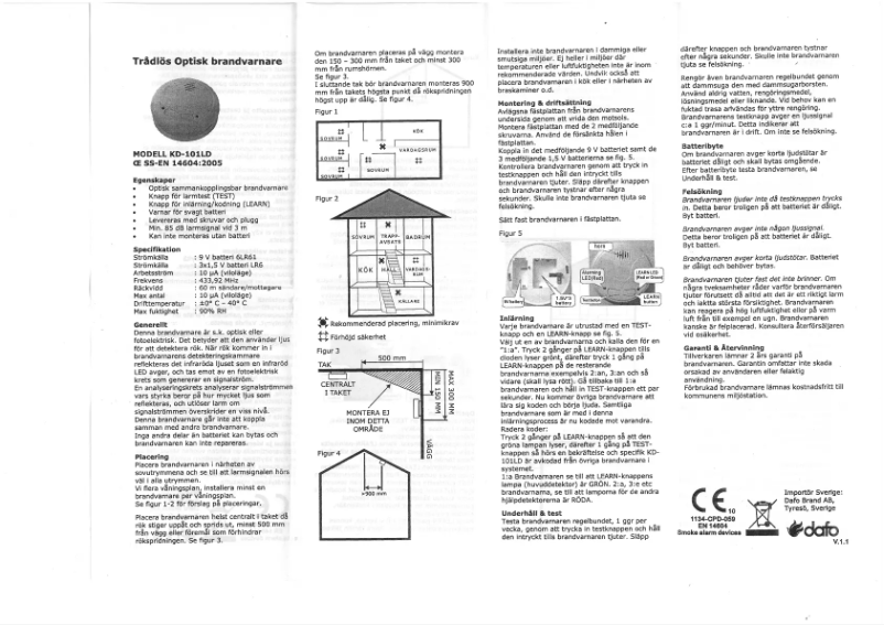 Page n°1 - Manuel utilisateur Dafo KD-101LD