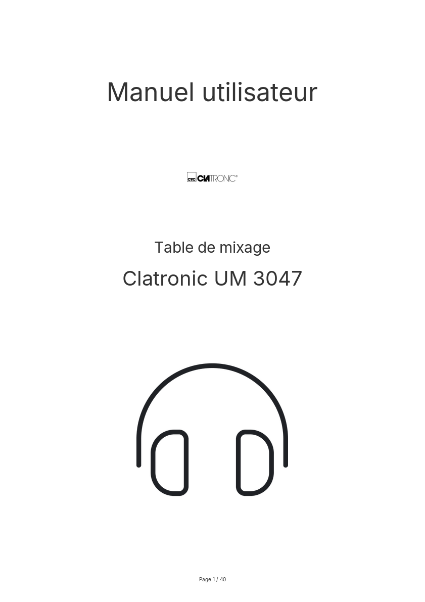 Image de la première page du manuel de l'appareil UM 3047