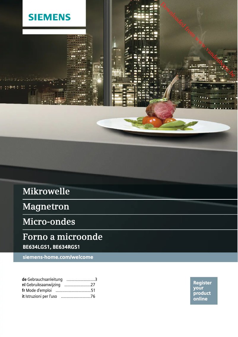 Page 1 de la notice Manuel utilisateur Siemens BE634RGS1