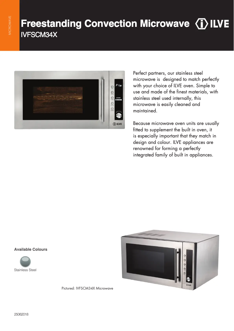 Page n°1 - Fiche technique Ilve IVFSCM34X
