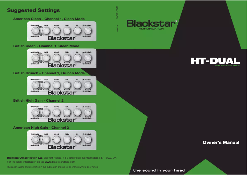 Page 1 de la notice Manuel utilisateur Blackstar HT-Dual