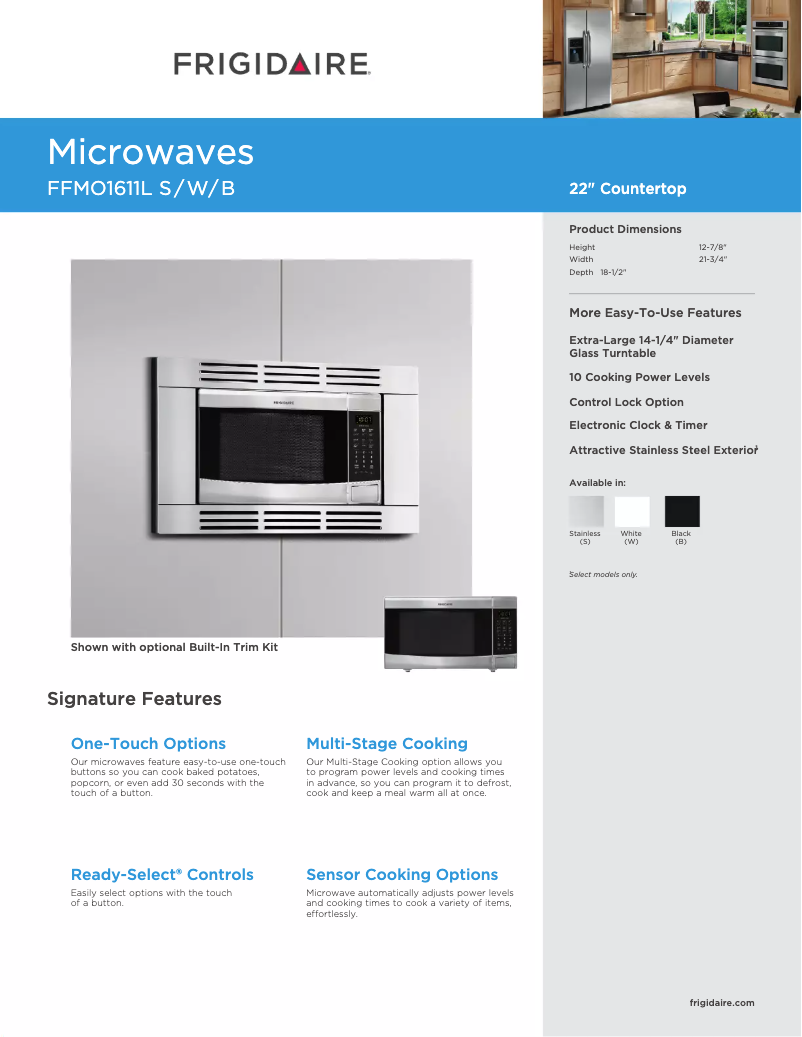 Page 1 de la notice Fiche technique Frigidaire FFMO1611LS