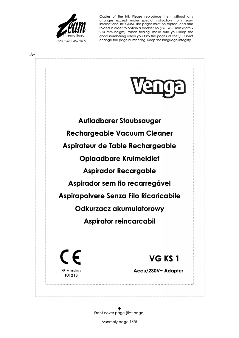 Page 1 de la notice Manuel utilisateur Venga VG KS 1