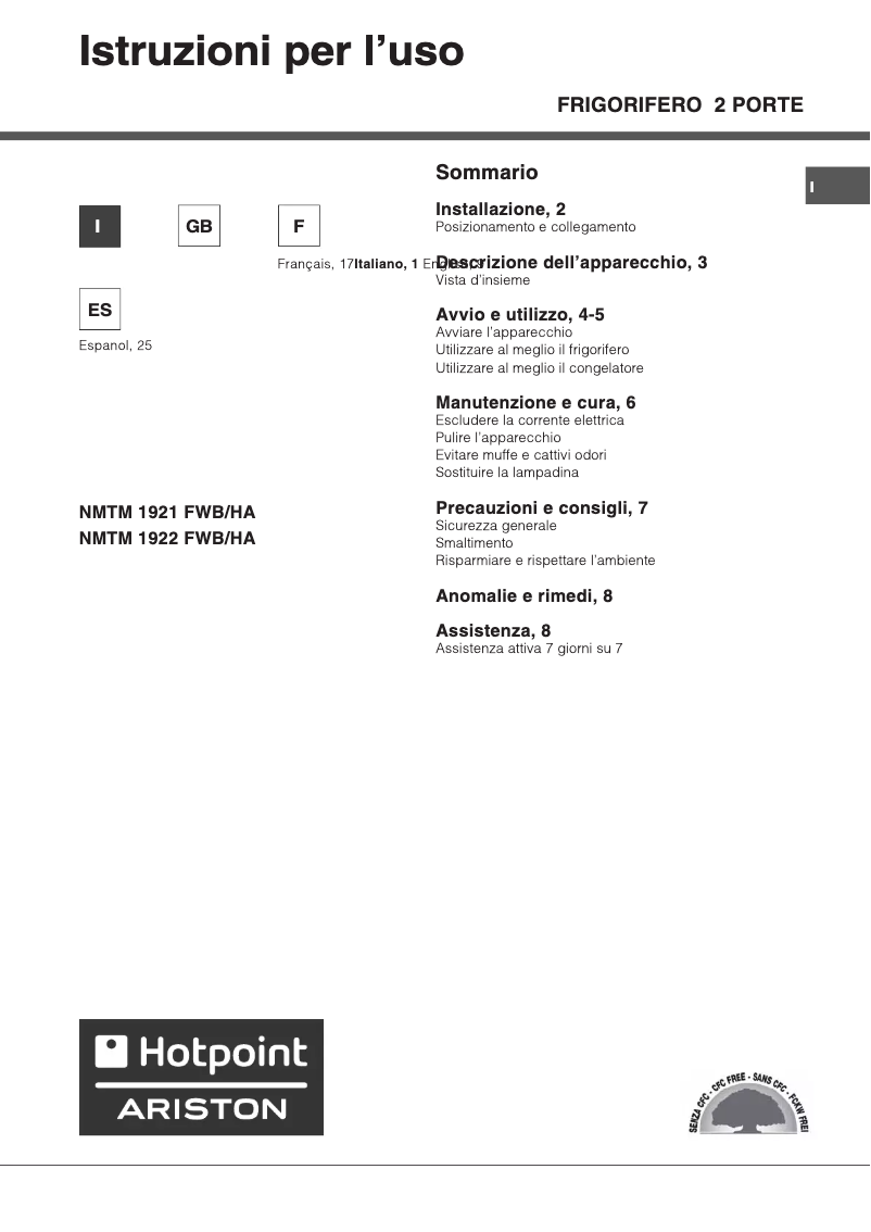 Page n°1 - Manuel utilisateur Hotpoint Ariston NMTM 1921 FWB