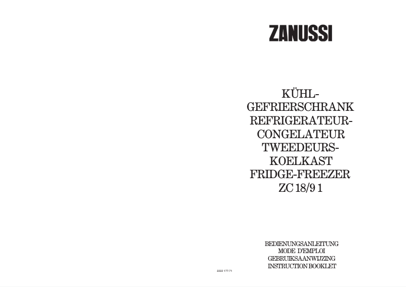 Image de la première page du manuel de l'appareil ZC 18 91