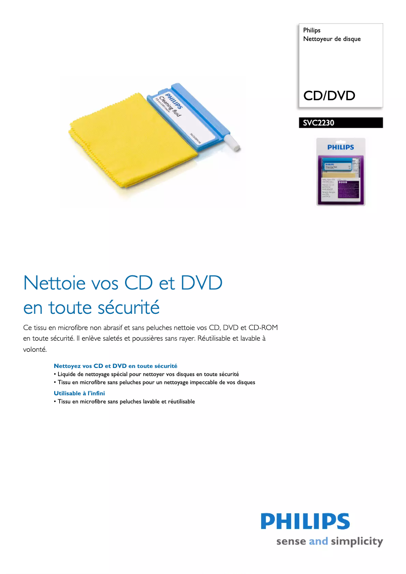 Page 1 de la notice Fiche technique Philips SVC2230