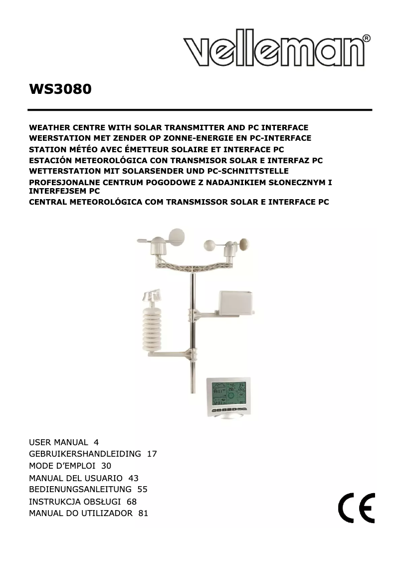 Image de la première page du manuel de l'appareil WS3080