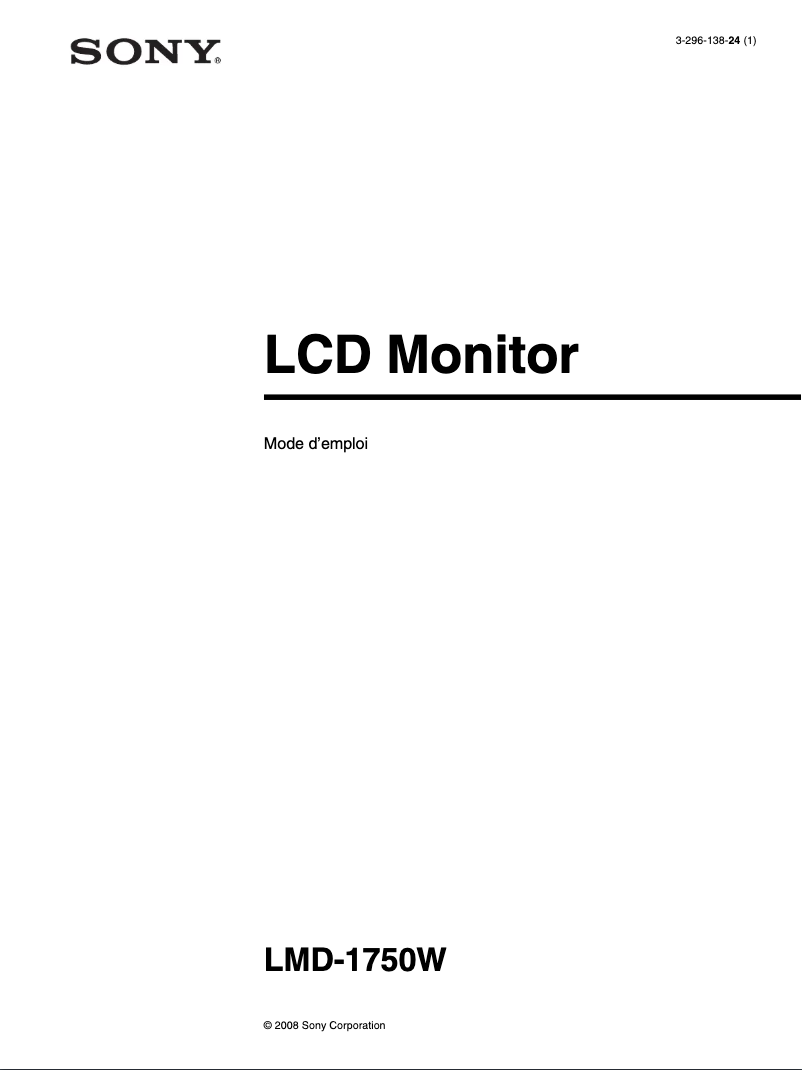 Page n°1 - Manuel utilisateur Sony LMD-1750W