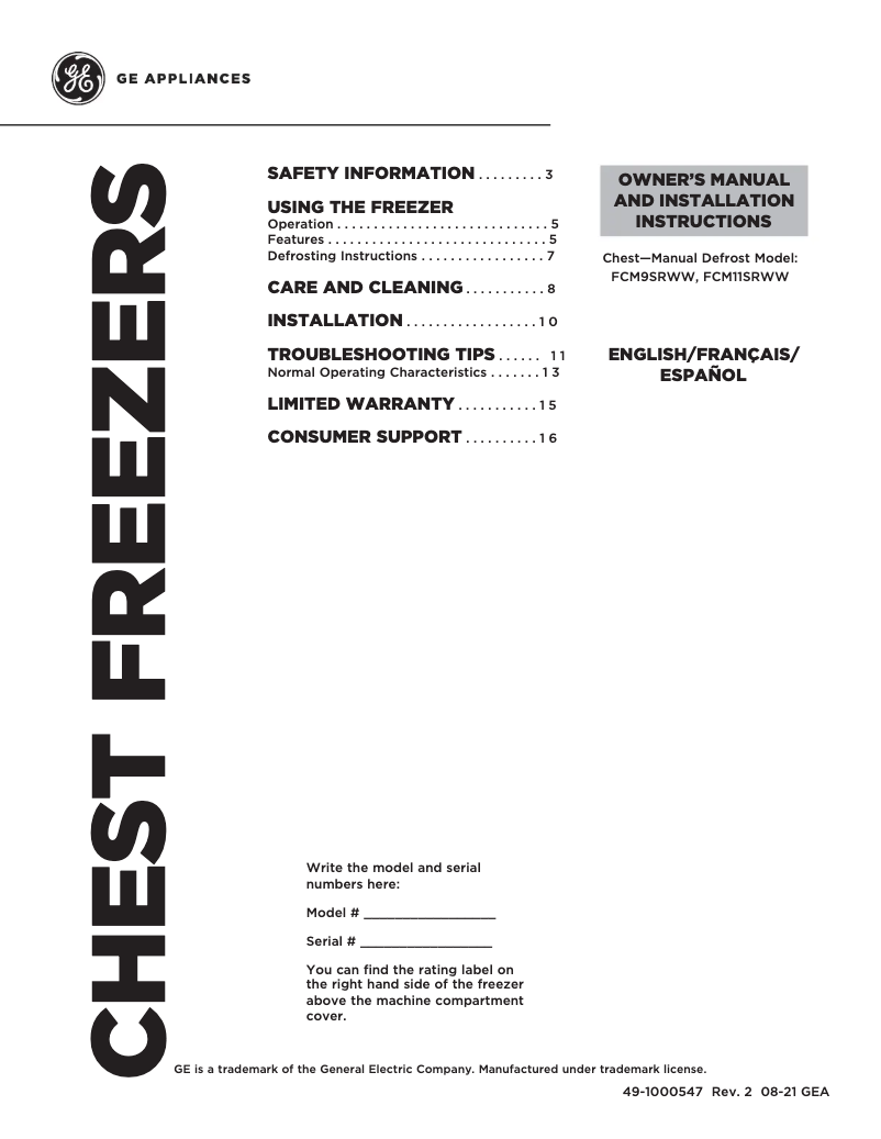 Imagen de la primera página del manual del dispositivo FCM9SRWW