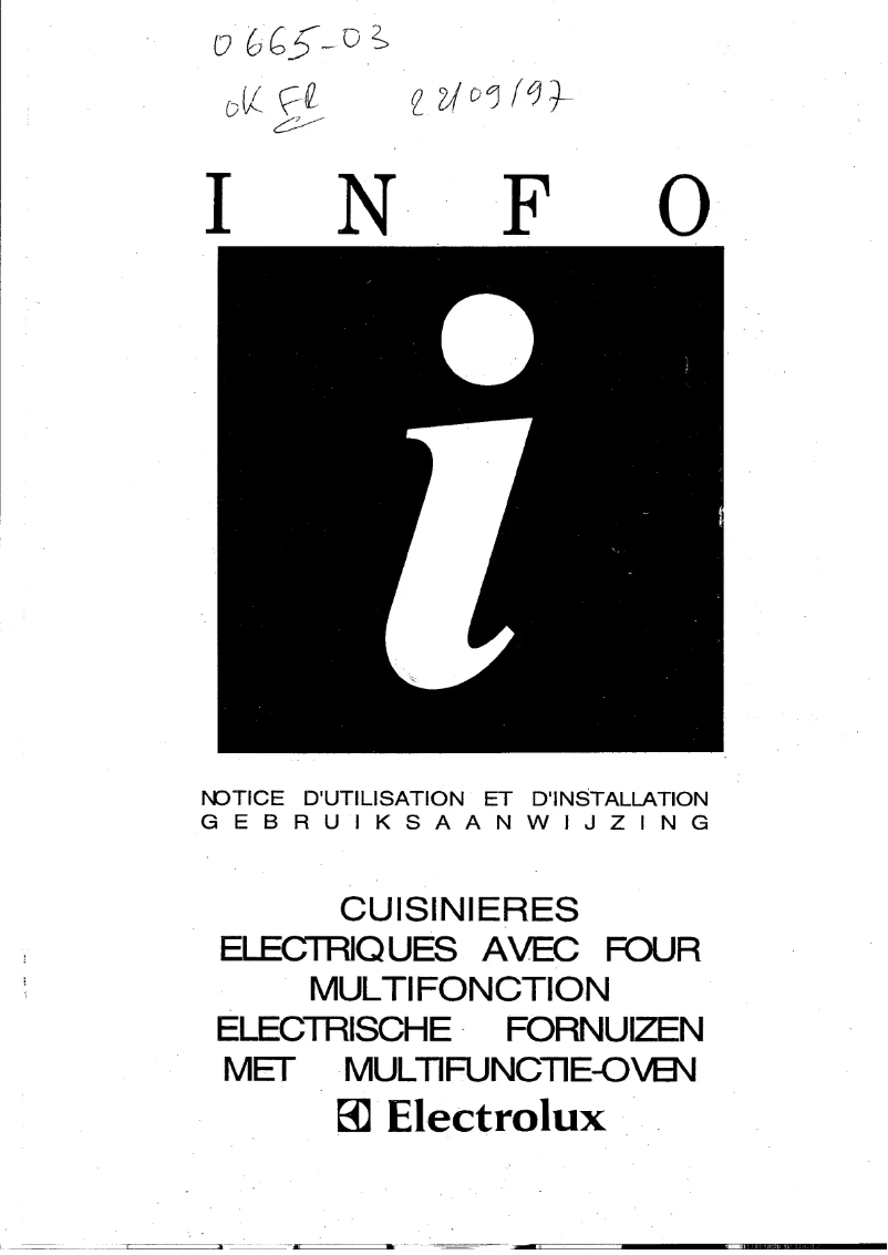 Page 1 de la notice Manuel utilisateur Electrolux EK 6461