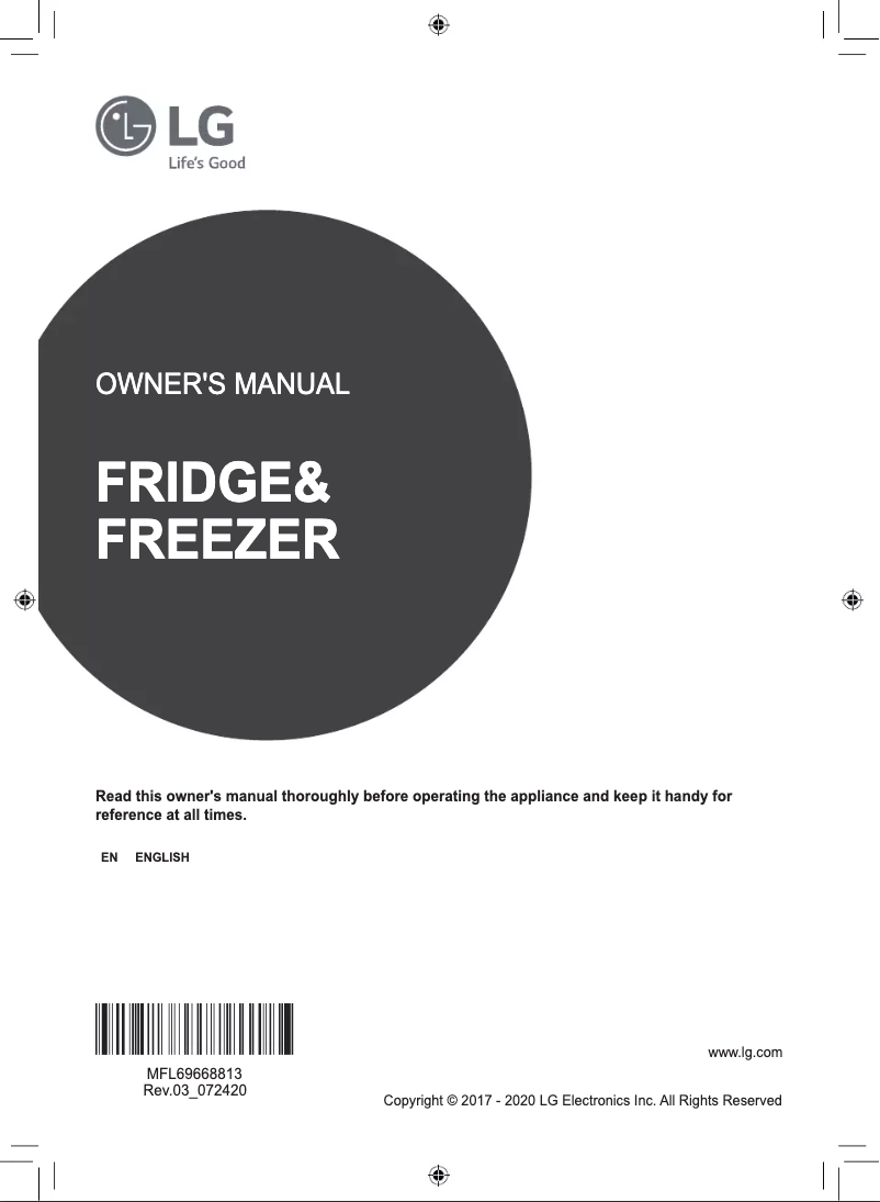 Page 1 de la notice Manuel utilisateur LG GR-B247KQDV