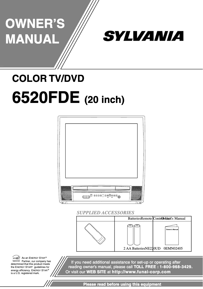 Page n°1 - Manuel utilisateur Sylvania 6520FDE