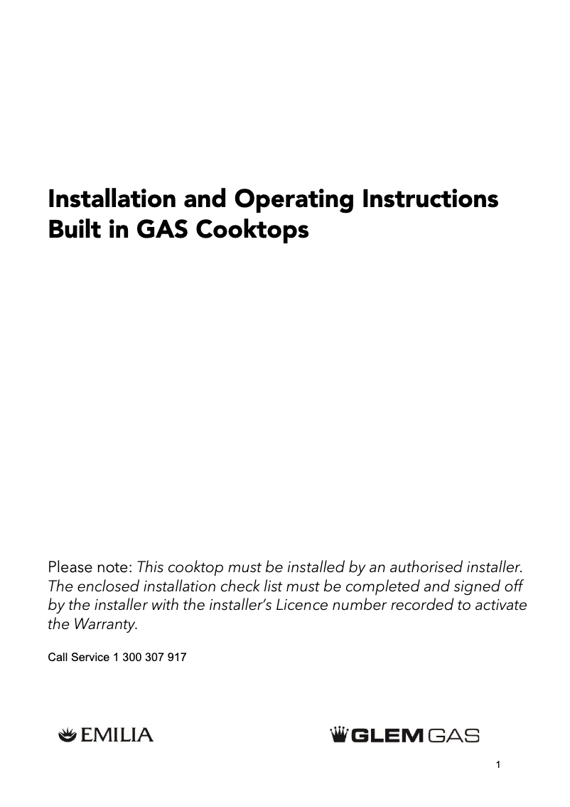 Page n°1 - Manuel utilisateur Glem Gas GT64GWI