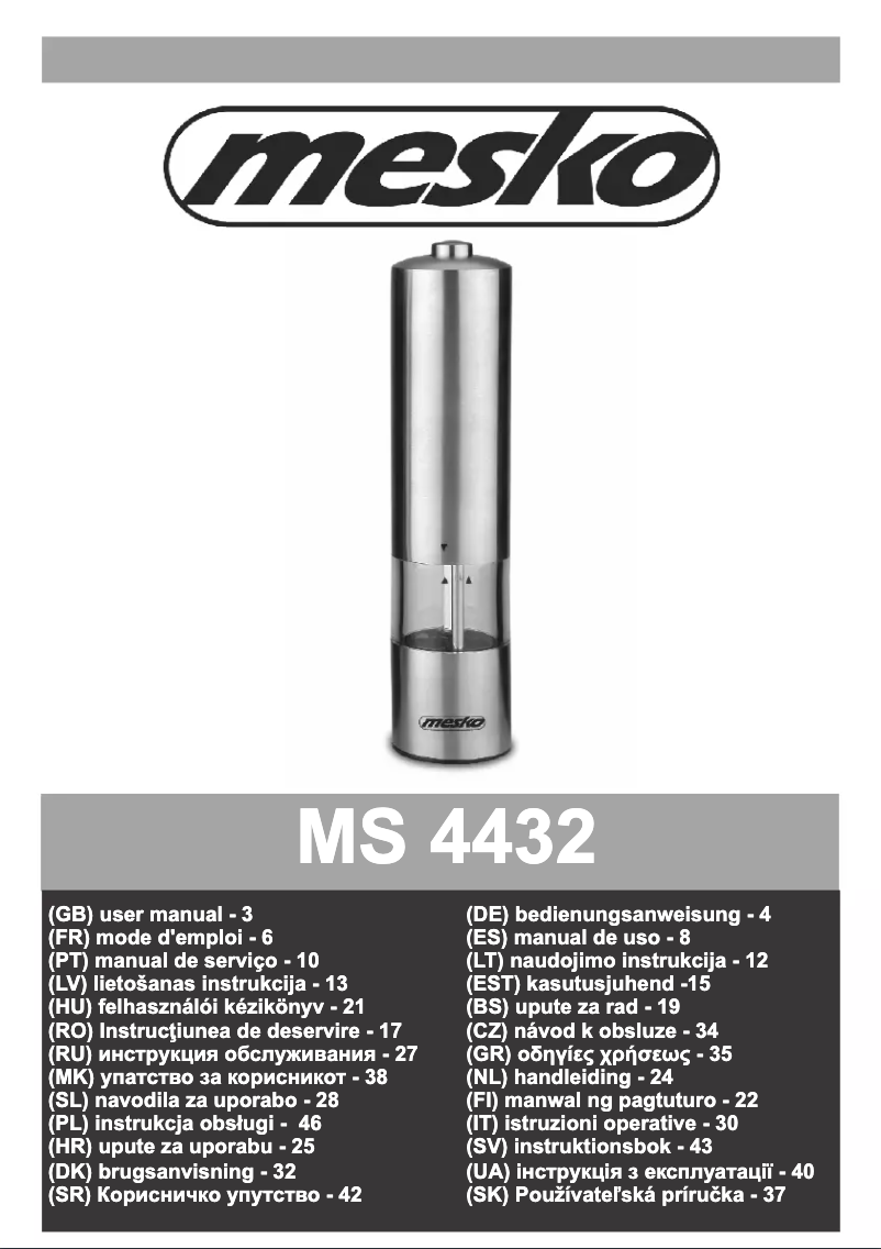 Page n°1 - Manuel utilisateur Mesko MS 4432