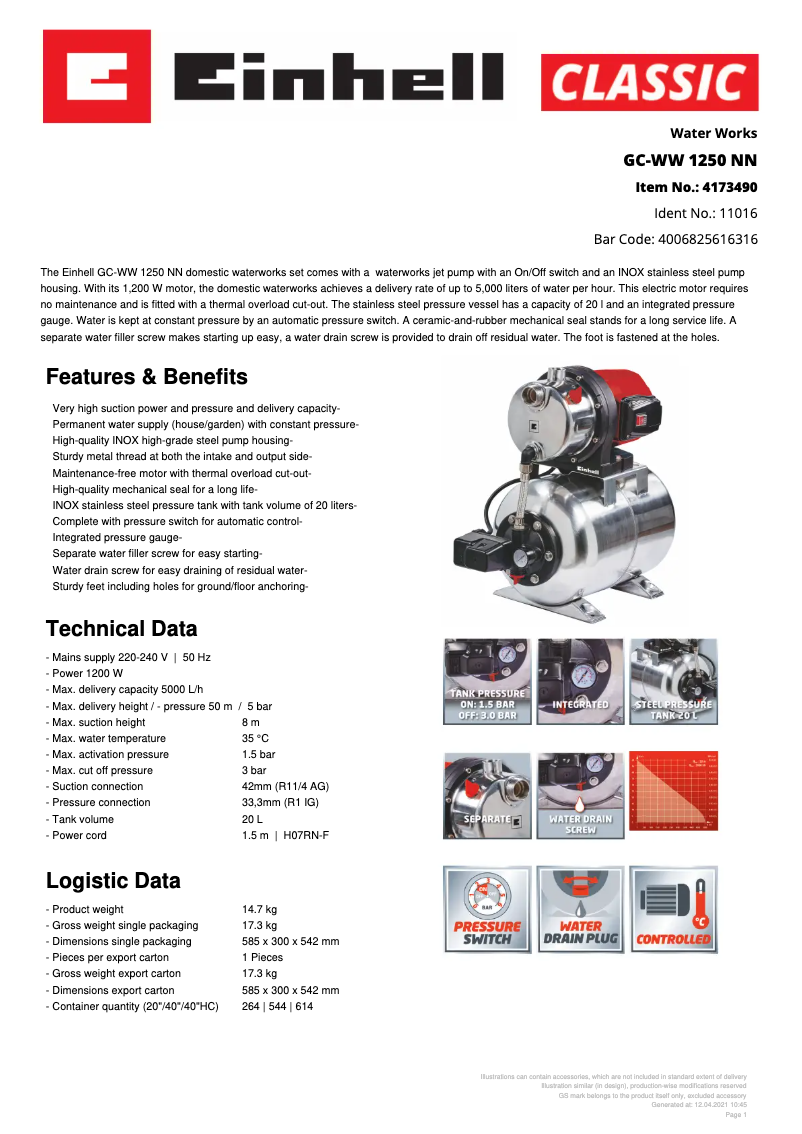 Image de la première page du manuel de l'appareil GC-WW 1250 NN
